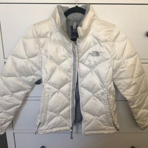 North face white puffy jacket